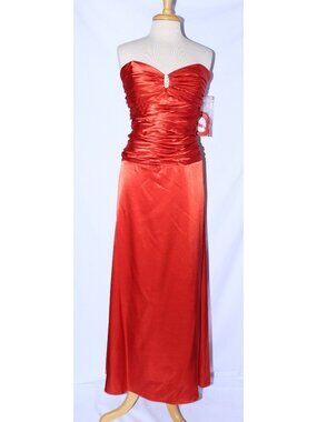 NWOT Cindy Collection 1078 Strapless Satin Bridesmaid Dress-Size 2X-BURNT ORANGE